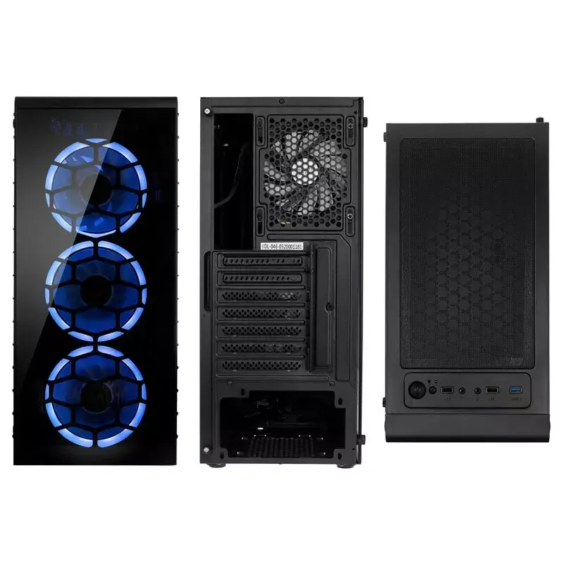 Caixa de PC Midi Tower Kolink Observatory Lite — preto, vidro temperado, ATX/Micro-ITX, 3x120mm frente, 1x120mm traseira, 190×400×440 mm