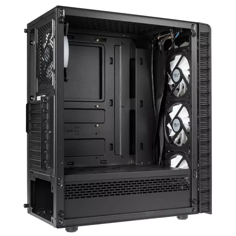 Caixa de PC Midi Tower Kolink Observatory Lite — preto, vidro temperado, ATX/Micro-ITX, 3x120mm frente, 1x120mm traseira, 190×400×440 mm