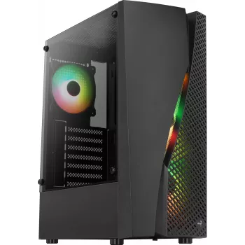 Caixa de PC Aerocool WAVEBKV3 ATX em vidro temperado com 4 ventoinhas RGB preto