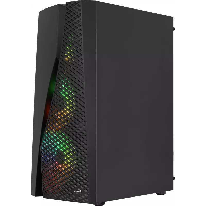 Caixa de PC Aerocool WAVEBKV3 ATX em vidro temperado com 4 ventoinhas RGB preto