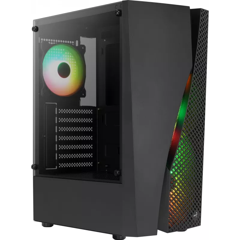 Caixa de PC Aerocool WAVEBKV3 ATX em vidro temperado com 4 ventoinhas RGB preto