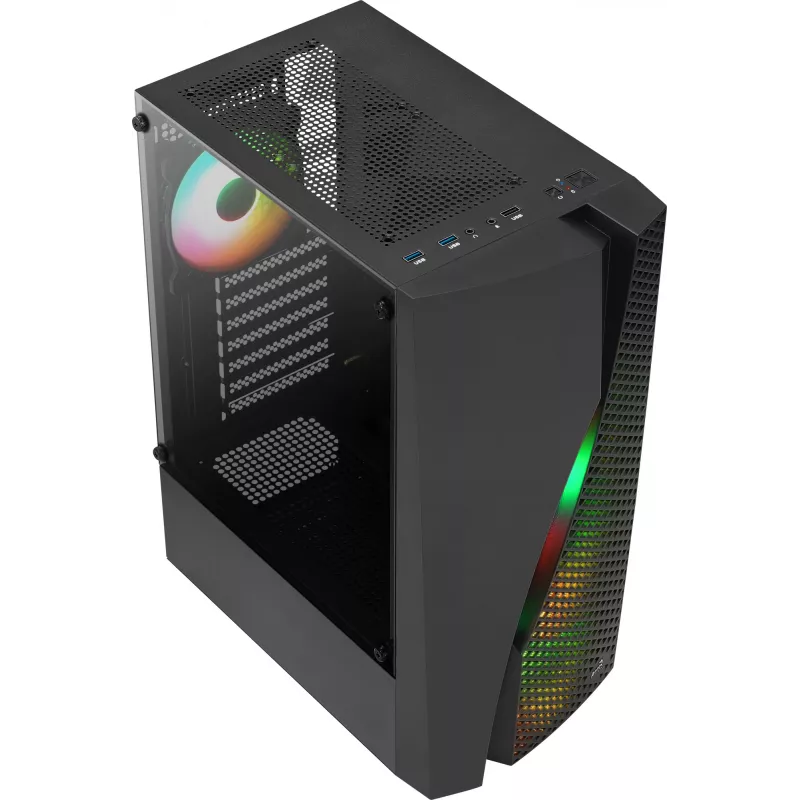 Caixa de PC Aerocool WAVEBKV3 ATX em vidro temperado com 4 ventoinhas RGB preto