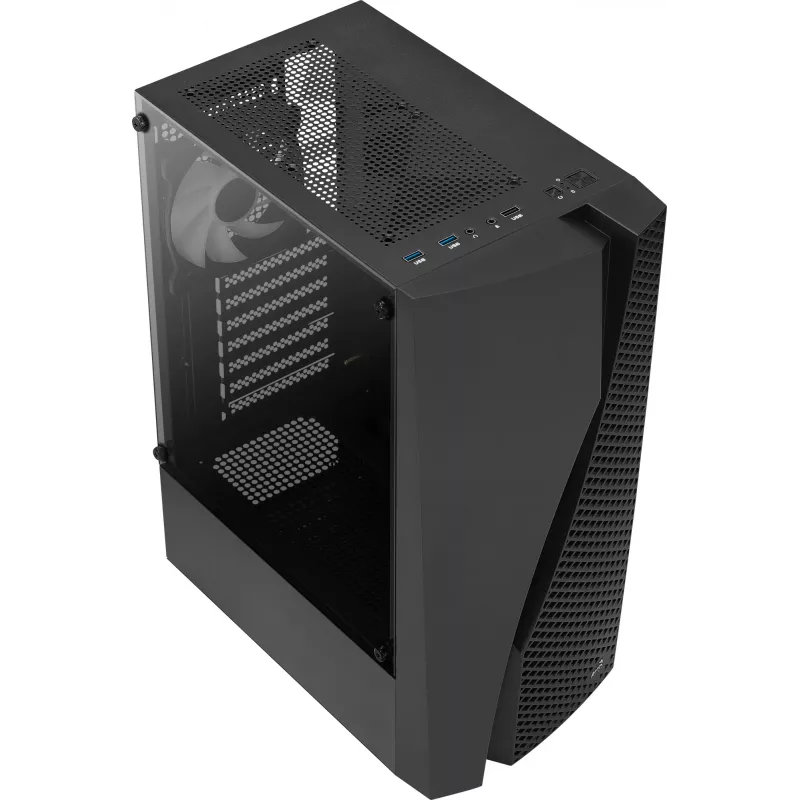Caixa de PC Aerocool WAVEBKV3 ATX em vidro temperado com 4 ventoinhas RGB preto