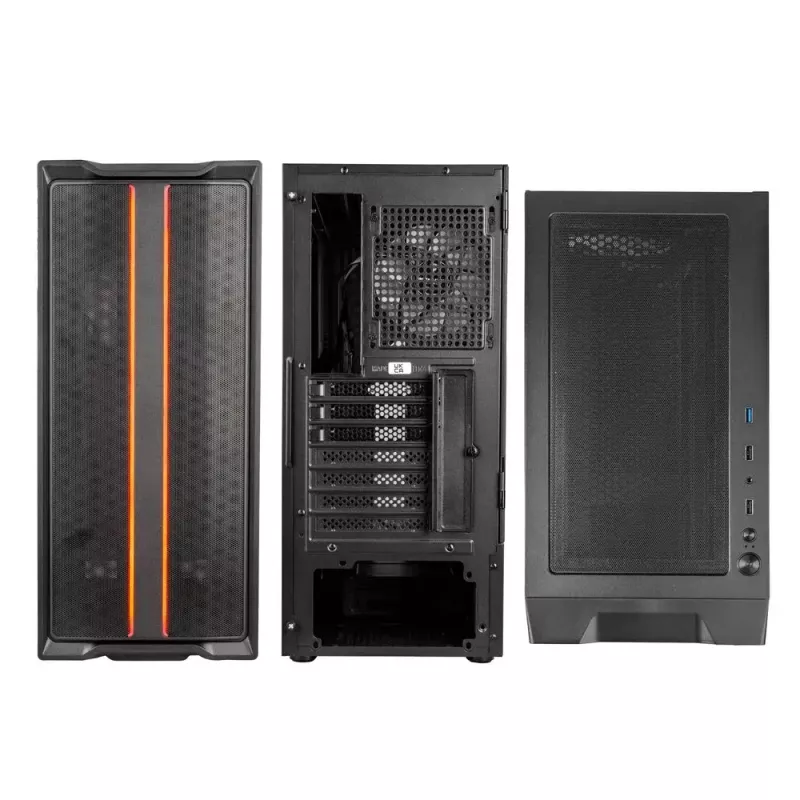 Caixa de PC Kolink Inspire K12 ARGB Midi Tower – preto com lateral transparente, suporta ATX/Micro ATX/ITX, 2x 3,5 polegadas + 2x 2,5 polegadas baías