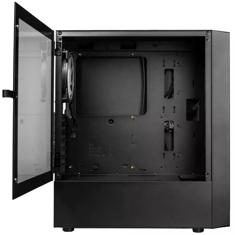 Caixa de PC Kolink Inspire K12 ARGB Midi Tower – preto com lateral transparente, suporta ATX/Micro ATX/ITX, 2x 3,5 polegadas + 2x 2,5 polegadas baías