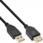 InLine cabo de extensão USB 2.0 Type-A macho / fêmea, dourado, preto, 1m