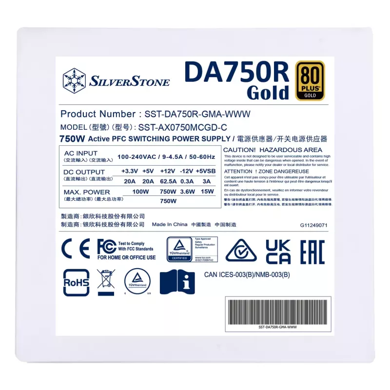 Fonte de alimentação Silverstone DA750R Gold 750 W