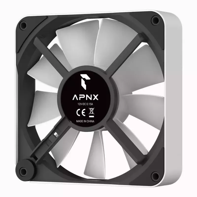 APNX FP2-120 PWM ARGB ventoinha para caixa, 120 mm, 500–1800 rpm, 83,85 CFM, 34,8 dB, branca