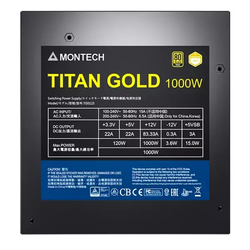 Fonte de alimentação Montech TITAN GOLD 1000W