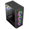 Caixa PC Aerocool PRISMBKV3 ATX preta 4 ventoinhas ARGB frente lateral em vidro temperado