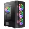 Caixa PC Aerocool PRISMBKV3 ATX preta 4 ventoinhas ARGB frente lateral em vidro temperado
