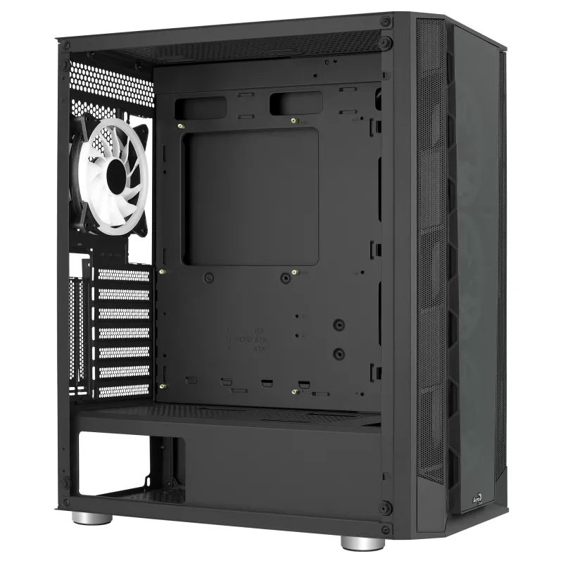 Caixa PC Aerocool PRISMBKV3 ATX preta 4 ventoinhas ARGB frente lateral em vidro temperado