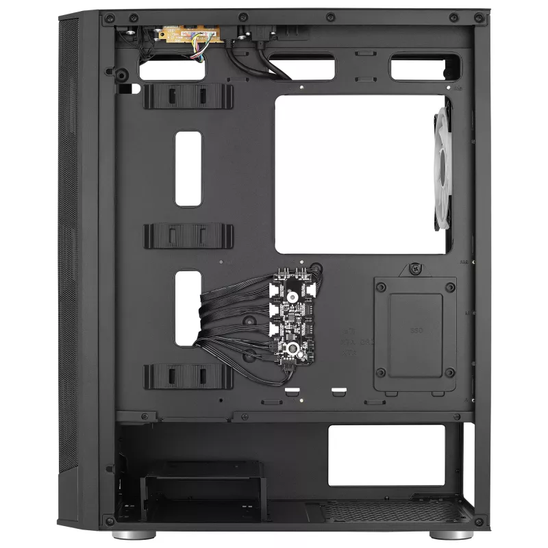 Caixa PC Aerocool PRISMBKV3 ATX preta 4 ventoinhas ARGB frente lateral em vidro temperado