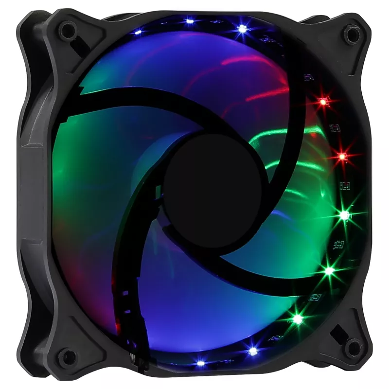 Ventoinha de caixa de computador AEROCOOL COSMO12FRGB 120mm, 1000 rpm, 15 LEDs RGB, conector Molex, 3,72 W, preto