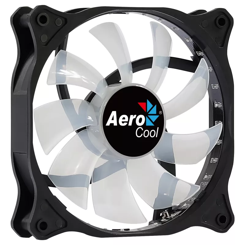 Ventoinha de caixa de computador AEROCOOL COSMO12FRGB 120mm, 1000 rpm, 15 LEDs RGB, conector Molex, 3,72 W, preto