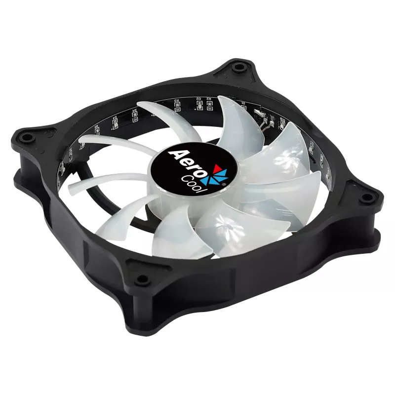 Ventoinha de caixa de computador AEROCOOL COSMO12FRGB 120mm, 1000 rpm, 15 LEDs RGB, conector Molex, 3,72 W, preto