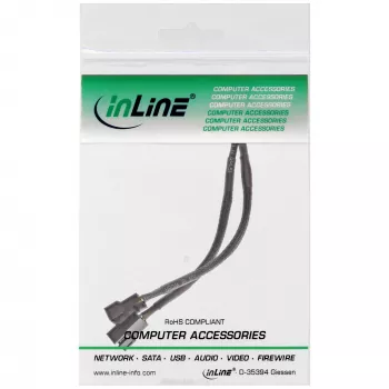 Cabo de alimentação em Y para ventoinha PWM InLine, 4 pinos. 1M/2F, 0,15 m