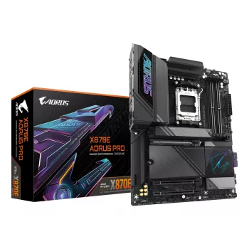 Placa-mãe GIGABYTE X870E AORUS PRO - Compatível com CPUs AMD Ryzen 9000, VRM digital 16+2+2 fases, até 8000MHz DDR5 (OC), 3xPCIe 5.0 + 1xPCIe 4.0, Wi-Fi 7, 2.5GbE LAN, USB 4