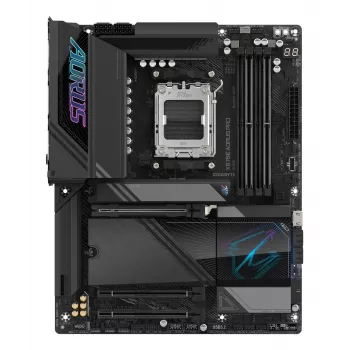 Placa-mãe GIGABYTE X870E AORUS PRO - Compatível com CPUs AMD Ryzen 9000, VRM digital 16+2+2 fases, até 8000MHz DDR5 (OC), 3xPCIe 5.0 + 1xPCIe 4.0, Wi-Fi 7, 2.5GbE LAN, USB 4