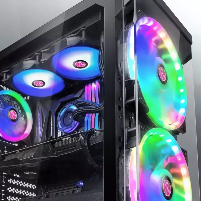 RAIJINTEK EOS 12 RBW ADD ventoinhas de 120 mm (2 unid.) com controlador, hub de 8 portas e telecomando, preto/branco