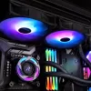 RAIJINTEK EOS 12 RBW ADD ventoinhas de 120 mm (2 unid.) com controlador, hub de 8 portas e telecomando, preto/branco
