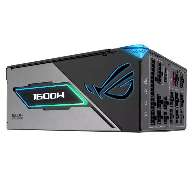 Fonte de alimentação ASUS ROG THOR-1600T3-GAMING 1600 W, 80 PLUS Titanium, ATX 3.1, totalmente modular, ecrã OLED