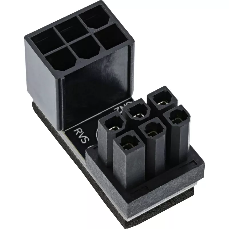 Adaptador de alimentação interno InLine 180° ATX ficha de 6 pinos para conector fêmea reverso preto 26636F