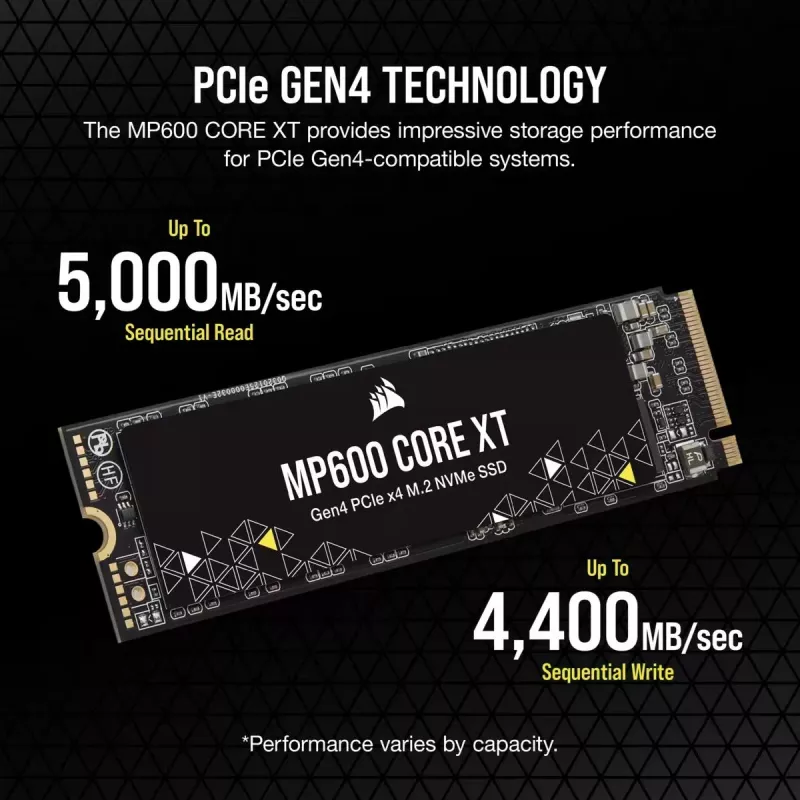 SSD CORSAIR - 4TB - MP600 Core Xt PCI-E 4.0 (gen4) x4 NVMe M.2
