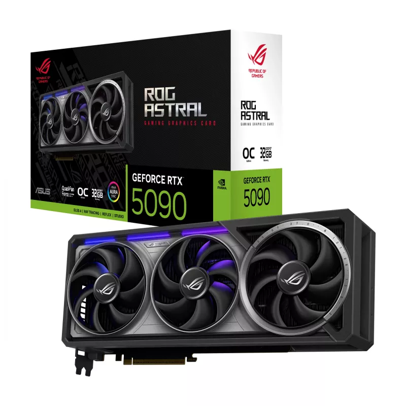 Placa gráfica ASUS GeForce RTX 5090 — 32 GB GDDR7, 512 bits, PCIe 5.0, 4 ventoinhas, 357,6×149,3×76 mm