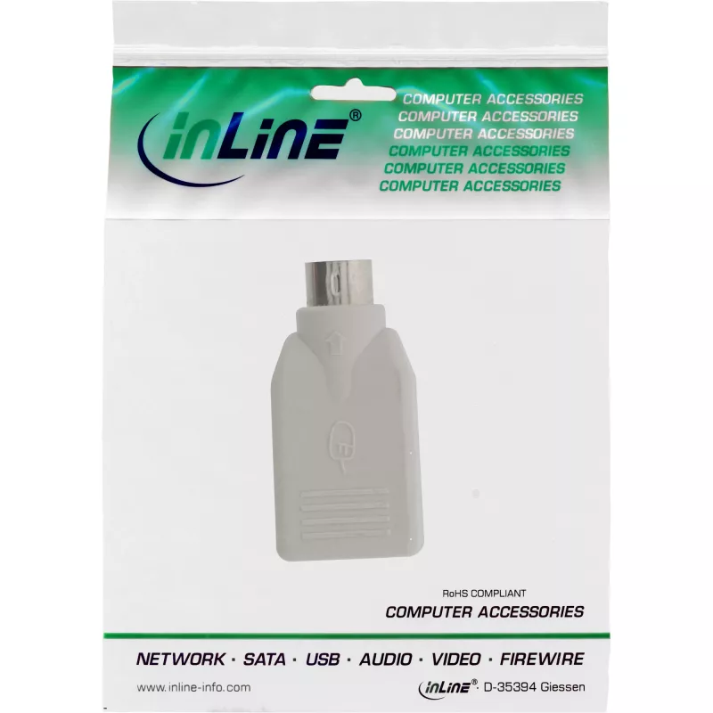Adaptador InLine USB A fêmea / PS/2 macho, PS/2 macho, USB A, bege