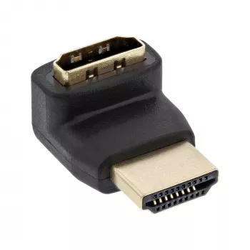 Adaptador HDMI InLine, ficha/conector fêmea, inclinado para cima, contactos dourados, 4K2K