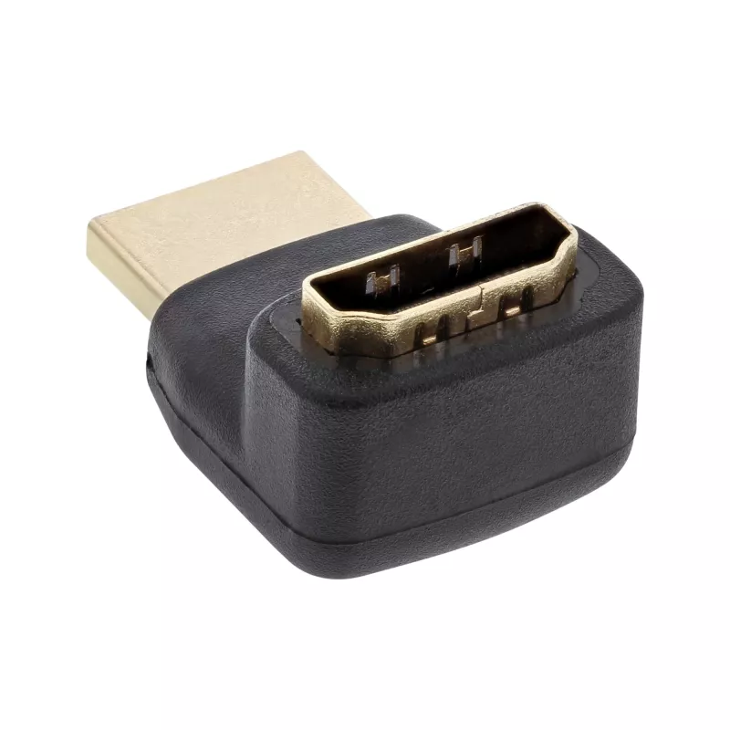 Adaptador HDMI InLine, ficha/conector fêmea, inclinado para cima, contactos dourados, 4K2K