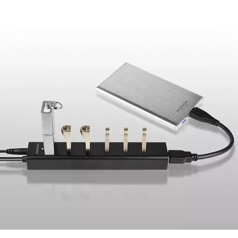 Axagon HUE-SA7BP 7x USB 3.0 ALU HUB DE CARREGAMENTO preto incl. fonte de alimentação