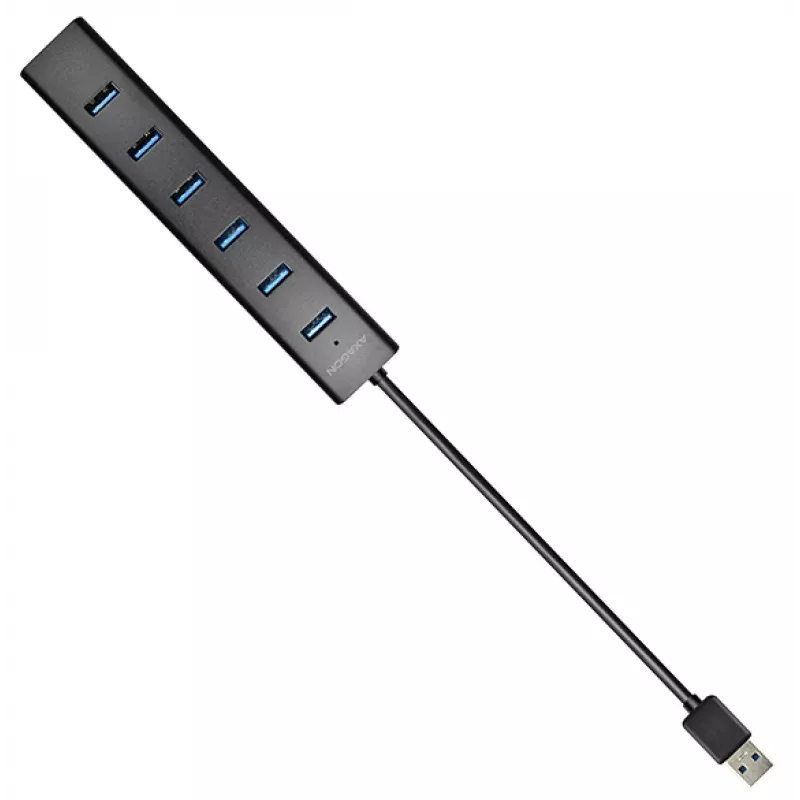 Axagon HUE-SA7BP 7x USB 3.0 ALU HUB DE CARREGAMENTO preto incl. fonte de alimentação