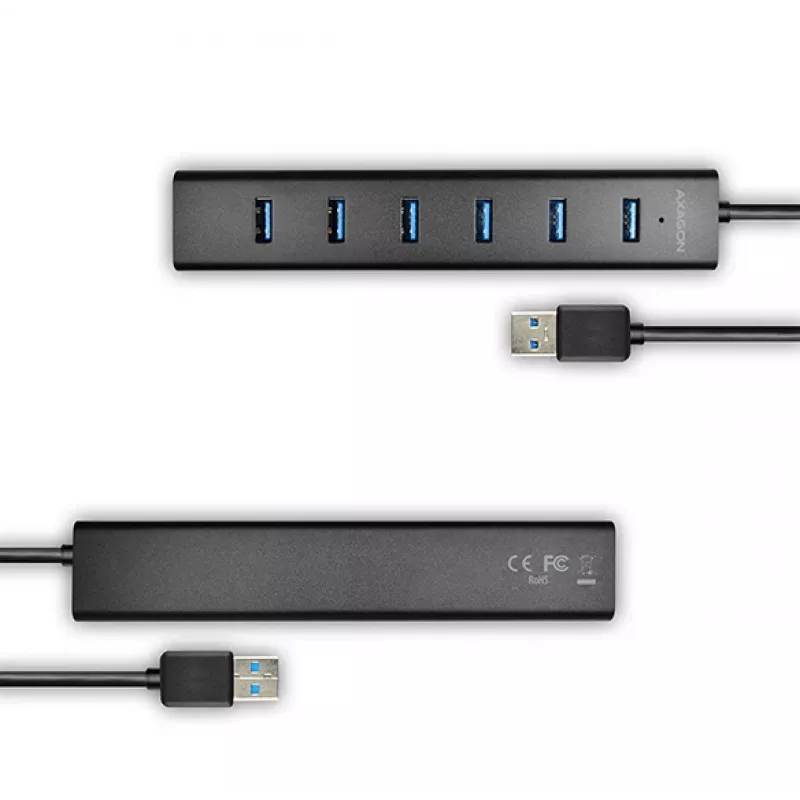 Axagon HUE-SA7BP 7x USB 3.0 ALU HUB DE CARREGAMENTO preto incl. fonte de alimentação