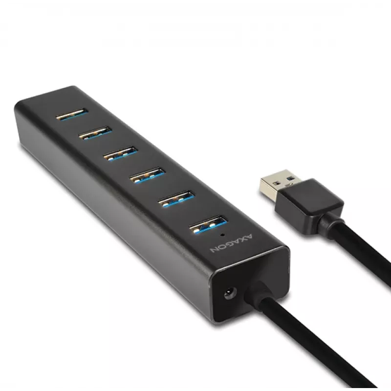 Axagon HUE-SA7BP 7x USB 3.0 ALU HUB DE CARREGAMENTO preto incl. fonte de alimentação