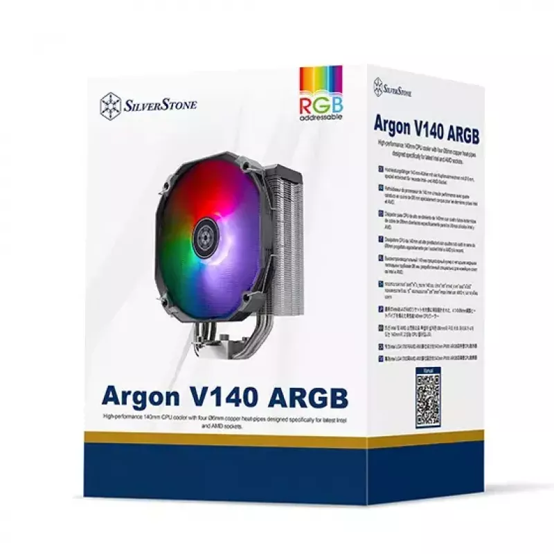 SilverStone Argon SST-ARV140-ARGB cooler a ar para CPU, 14 cm, ARGB, preto/cinzento