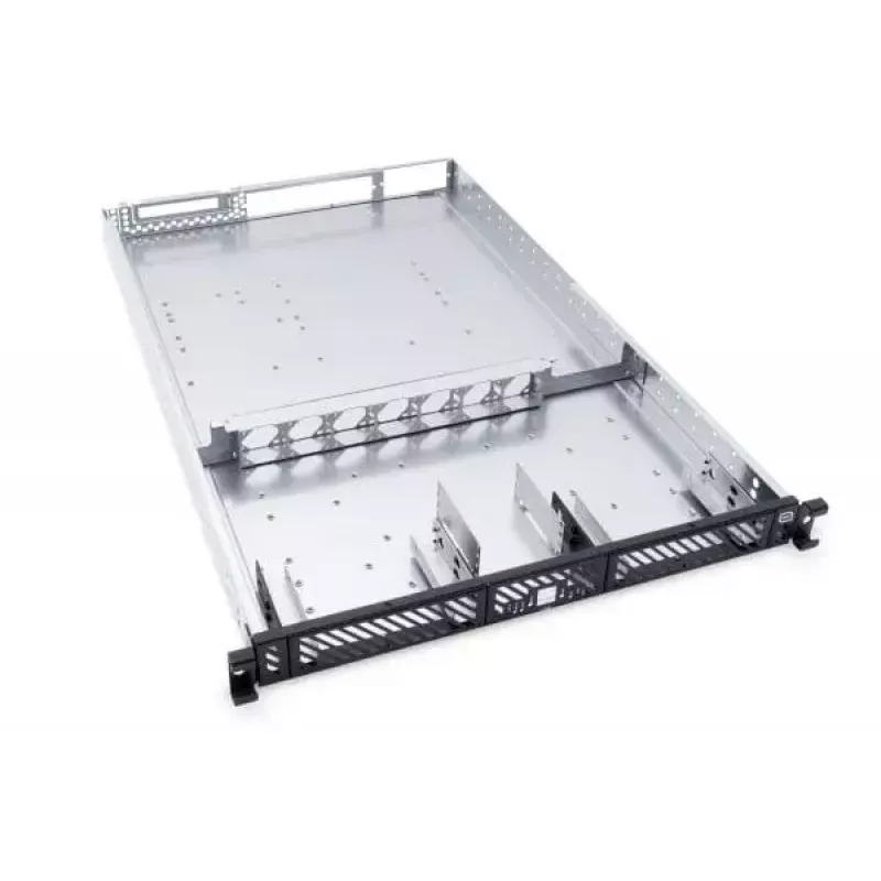 Alphacool ES 1U Caixa de servidor rack de 19 polegadas, preparada para refrigeração líquida, Preto/Cinzento