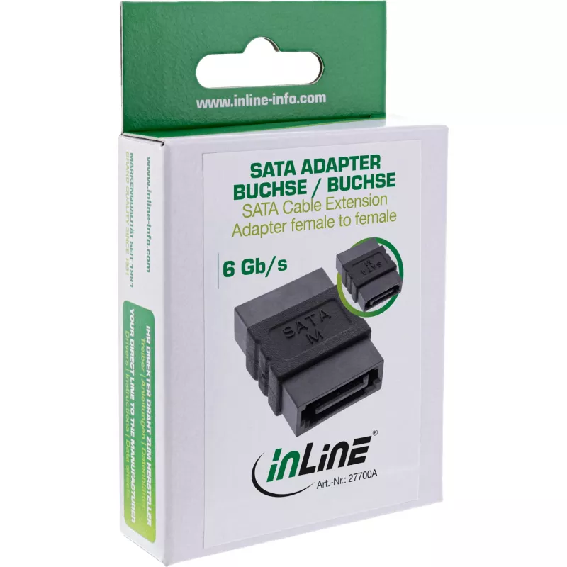 Adaptador de extensão de cabo SATA conector fêmea / conector fêmea InLine 27700A