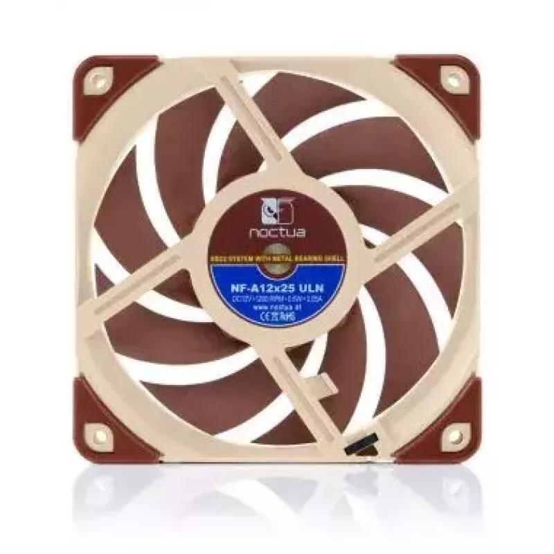 Noctua NF-A12x25 ULN ventoinha de caixa de 120 mm, 3 pinos, 1200 rpm, 55,7 m³/h, 12,1 dB(A), Sterrox, bege/castanho