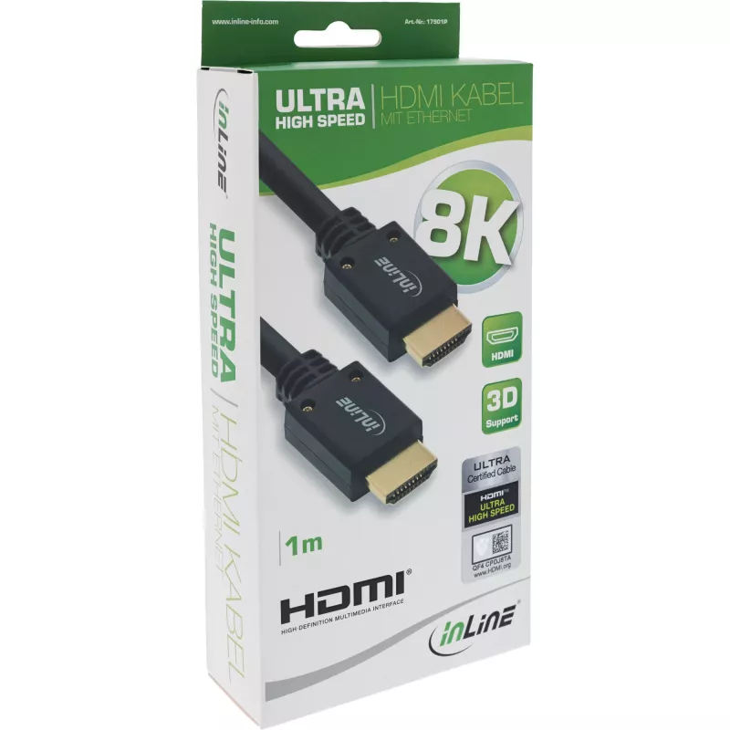 Cabo InLine Ultra High Speed HDMI M/M 8K4K dourado, 1m