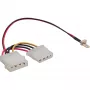 Cabo adaptador de ventoinha InLine 3 pinos ventoinha / 4 pinos fonte de alimentação 0,15 m, 3 pinos, 2 x Molex (4 pinos), 0,15 m, multicolor, 11 g, 100 mm