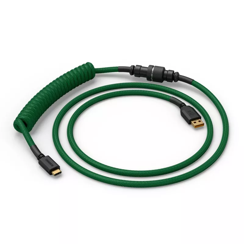 Cabo espiral Glorious Gaming Glorious GMMK Forest Rain, verde, 1,4 m, 1 unid., Glorious Gaming, USB Type-A, USB Type-C, Aviator