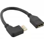 Cabo adaptador InLine DisplayPort 1.4 M/F, 8K4K, angular à esquerda, preto/dourado, 0,15m