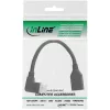 Cabo adaptador InLine DisplayPort 1.4 M/F, 8K4K, angular à esquerda, preto/dourado, 0,15m