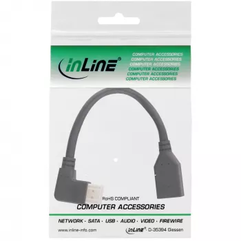 Cabo adaptador InLine DisplayPort 1.4 M/F, 8K4K, angular à esquerda, preto/dourado, 0,15m