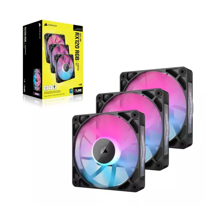 Ventoinha Corsair iCUE LINK RX120 RGB 12 cm 400-2100 rpm rolamento magnético
