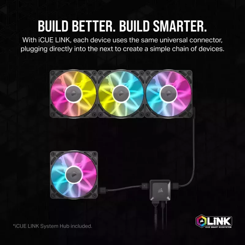 Ventoinha Corsair iCUE LINK RX120 RGB 12 cm 400-2100 rpm rolamento magnético