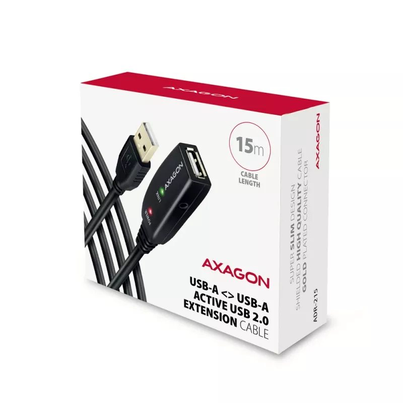 Cabo de extensão/repetidor ativo Axagon ADR-215 USB 2.0 A-M -> A-F 15 m
