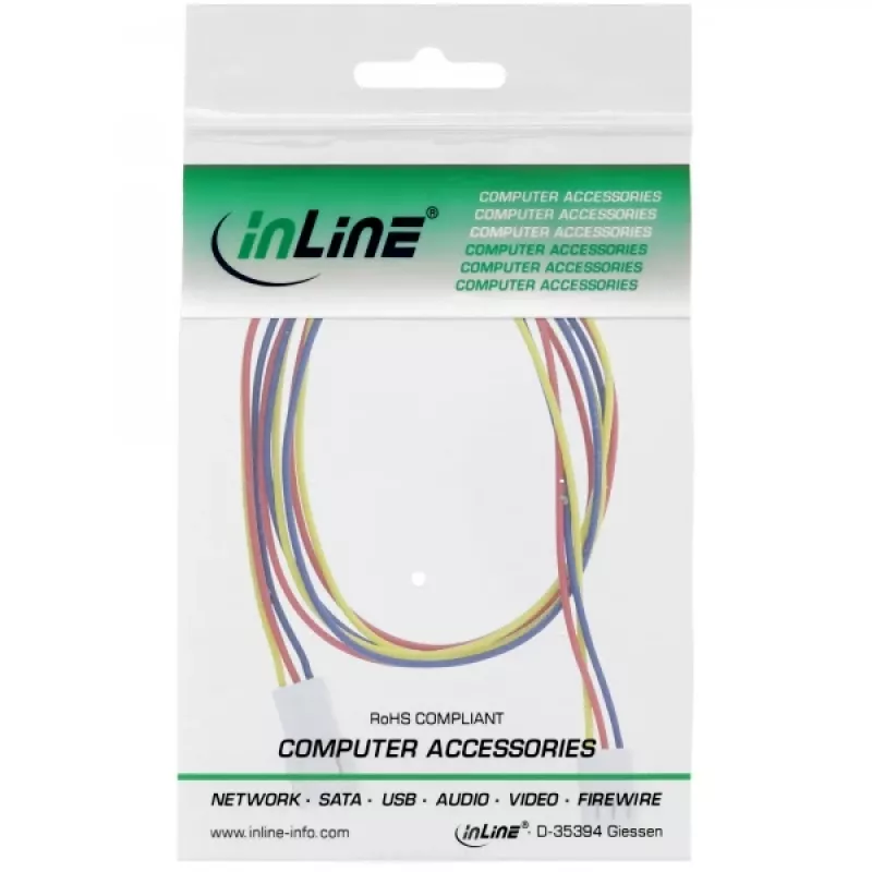 Extensão de cabo para ventoinha InLine ficha/conector fêmea Molex de 3 pinos comprimento 0,60 m